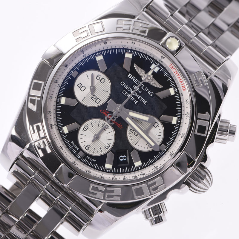 BREITLING Breitling Chronomat AB0110 men'S SS watch automatic winding black dial a rank used silver stock