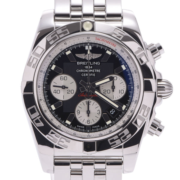 BREITLING Breitling Chronomat AB0110 men'S SS watch automatic winding black dial a rank used silver stock