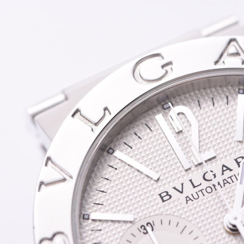 Bvlgari Burgundy 38 Chronograph new bb38 ssch Mens SS Watch automatic roll white dial