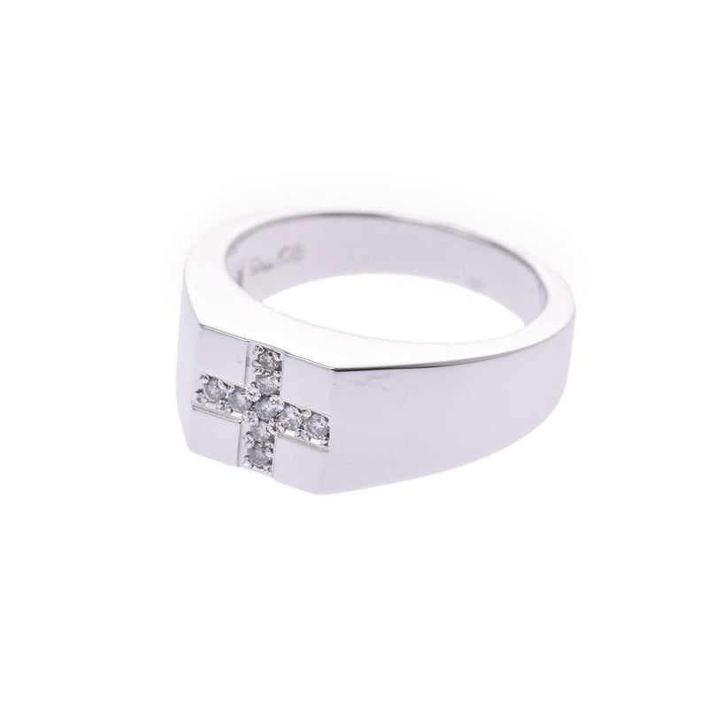 Star JEWELRY star jewelry cross motif diamond 0.07 CT No. 8 ladies k18wg ring-ring a rank used silver