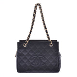 CHANEL Chanel Matrasse PTT Petit Time Rest Tote Bag Black Gold Hardware Ladies Caviar Skin Handbag A Rank Used Ginzo