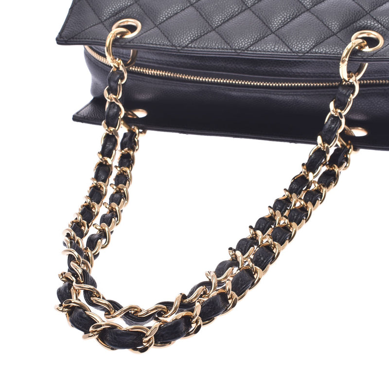 CHANEL シャネル マトラッセ PTT プチタイムレストートバッグ 黒 ゴールド金具 レディース キャビアスキン ハンドバッグ Aランク 中古 銀蔵