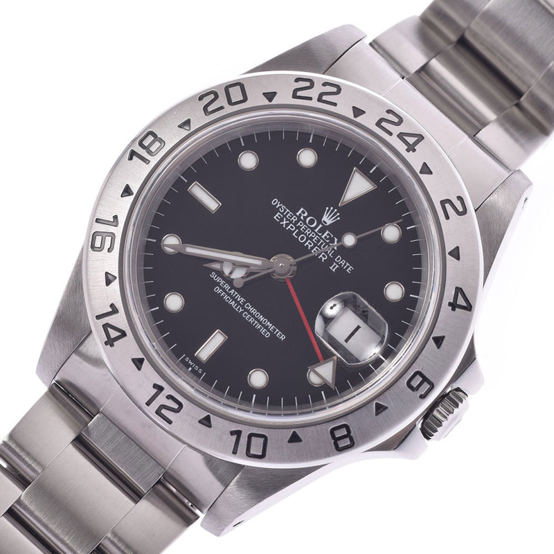 Lorex Rolex Explorer 2 16570 Mens SS Watch automatic scroll black dial