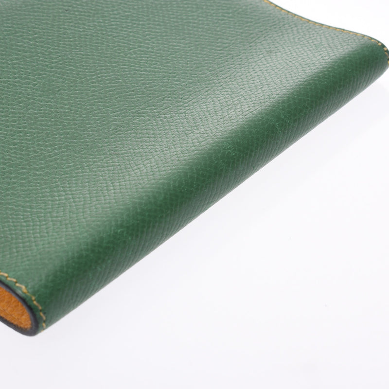 HERMES Hermes Agenda Bicolor Green/Yellow Silver Fittings A Engraved (c. 1997) Unisex Kushbel Notebook Cover B Rank Used Ginzo