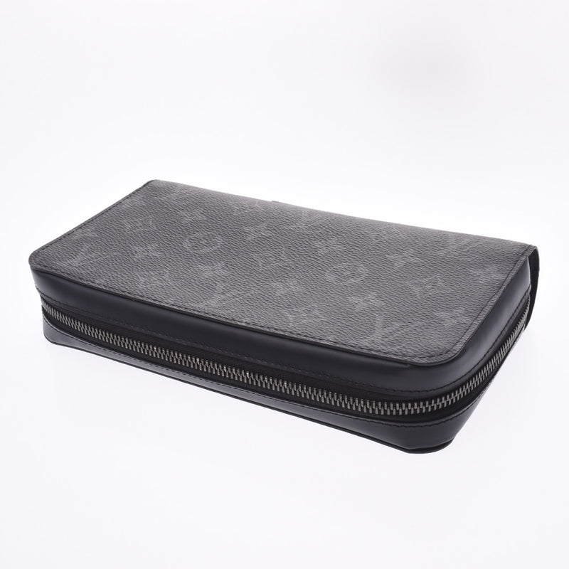 LOUIS VUITTON Monogram Eclipse Zippy XL黑色/灰色M61698男士Monogram Eclipse扫描浴室长款钱包A级二手Ginzo