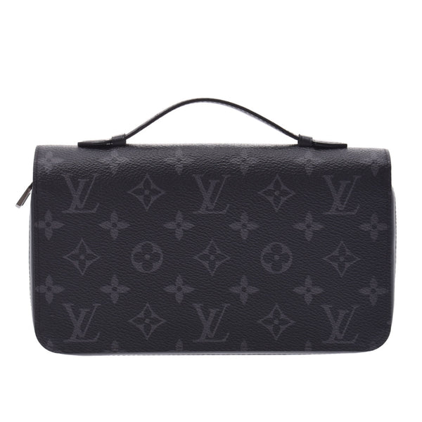 LOUIS VUITTON Monogram Eclipse Zippy XL Black / Gray M61698 Men's Monogram Eclipse Canvas Long Wallet A Rank Used Ginzo