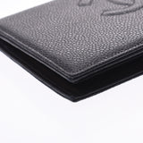 CHANEL Chanel pouch wallet black Lady's caviar skin long wallet AB rank used silver storehouse