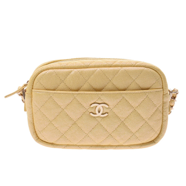 CHANGEEL Chanel, Matrasse, mini-chain, yellow Gold, Gold, Gold, Rédés, shoulder bag, A-rank used silver storey.