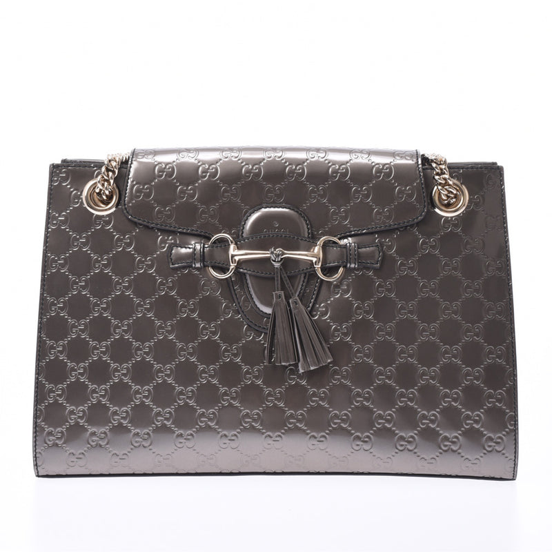 GUCCI Gucci, Gucchsima, Emily Chain Sholder Gray, 295403 Ladies, Reza, Reza, Laser, shoulder bag, Class A, A rank, silver storehouse.