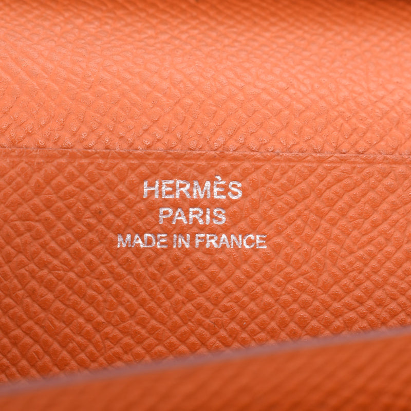 HERMES Hermes Bear Steffle, Gold Gold, Gold and Gold at Orange Silver Cat (around 2013) Unsex Vau-Epson's purse, wallet, B-rank used silver storehouse