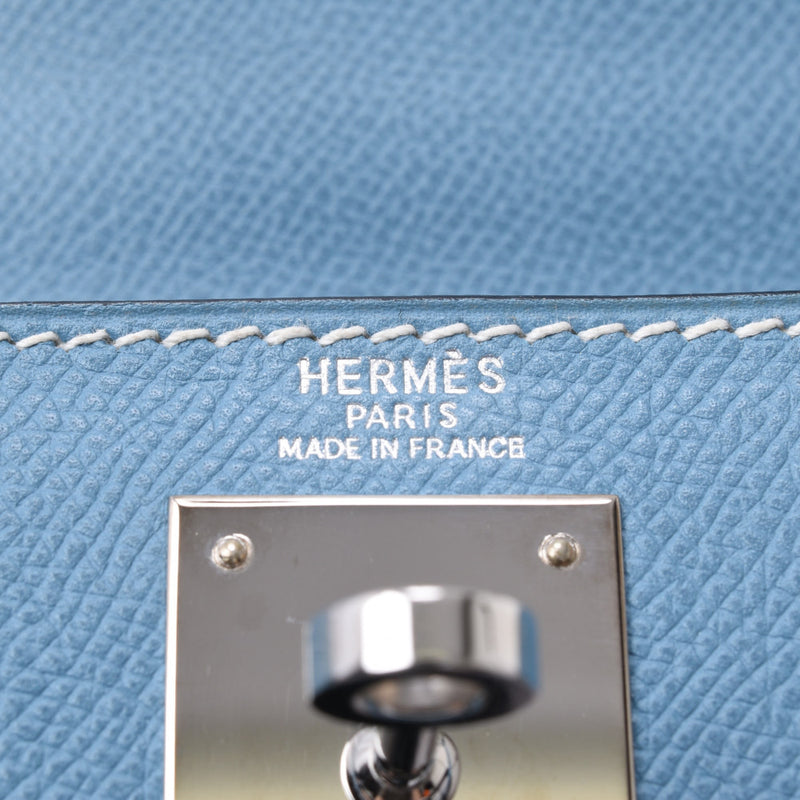 HERMES エルメス ケリー 28 外縫い 2WAYバッグ ブルージーン シルバー金具 □J刻印(2006年頃) レディース ヴォーエプソン ハンドバッグ ABランク 中古 銀蔵
