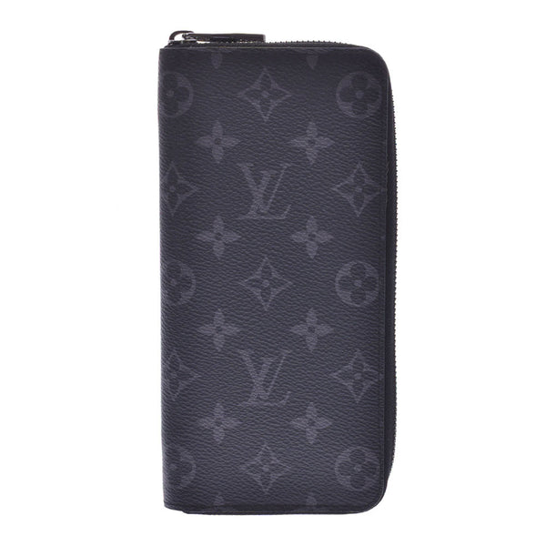 LOUIS VUITTON Monogram Eclipse Zippy Wallet Vertical Black / Gray M62295 Men's Monogram Eclipse Scan Bus Long Wallet A Rank Used Ginzo