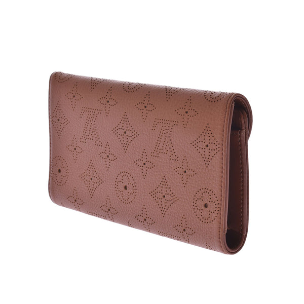 LOUIS VUITTON Monogram Mahina Portofeuil Amelia棕色M95996女士皮革三折钱包A Rank二手货Ginzo