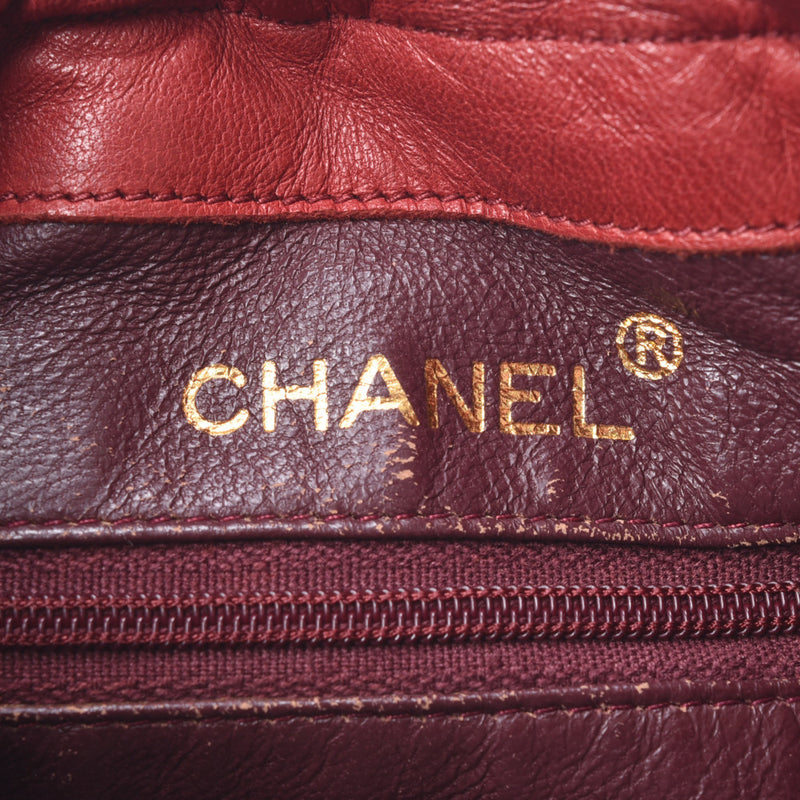 amabie_CHANEL買取店購入 CHANEL 巾着 バック　ポーチつき　赤　red ラムスキン