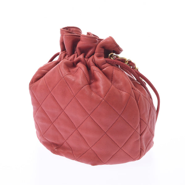 CHANEL Chanel Matrasse Mini Drawstring Chain Shoulder Bag Red Gold Hardware Ladies Lambskin Shoulder Bag B Rank Used Ginzo