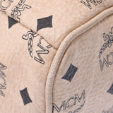 MCM em缝背包镶嵌米色中性小牛袖口背包B级二手银