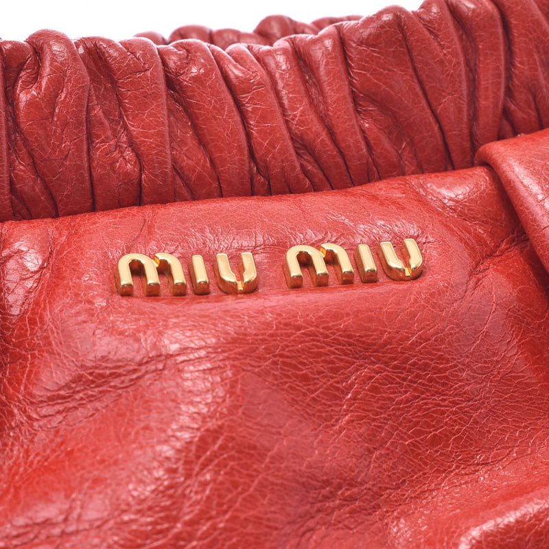 MIUMIU Miu mini Vermillion gold metal fittings lady scarf shoulder bag a-rank used silver stock