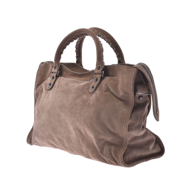 BALENCIAGA Balenciaga The City 2WAY Bag Brown Women's Suede Handbag B Rank Used Ginzo