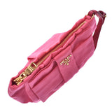 PRADA Prada Ribbon Motif Pink Gold Metal Fittings 1N1422 Ladies Nylon / Leather Pouch AB Rank Used Ginzo