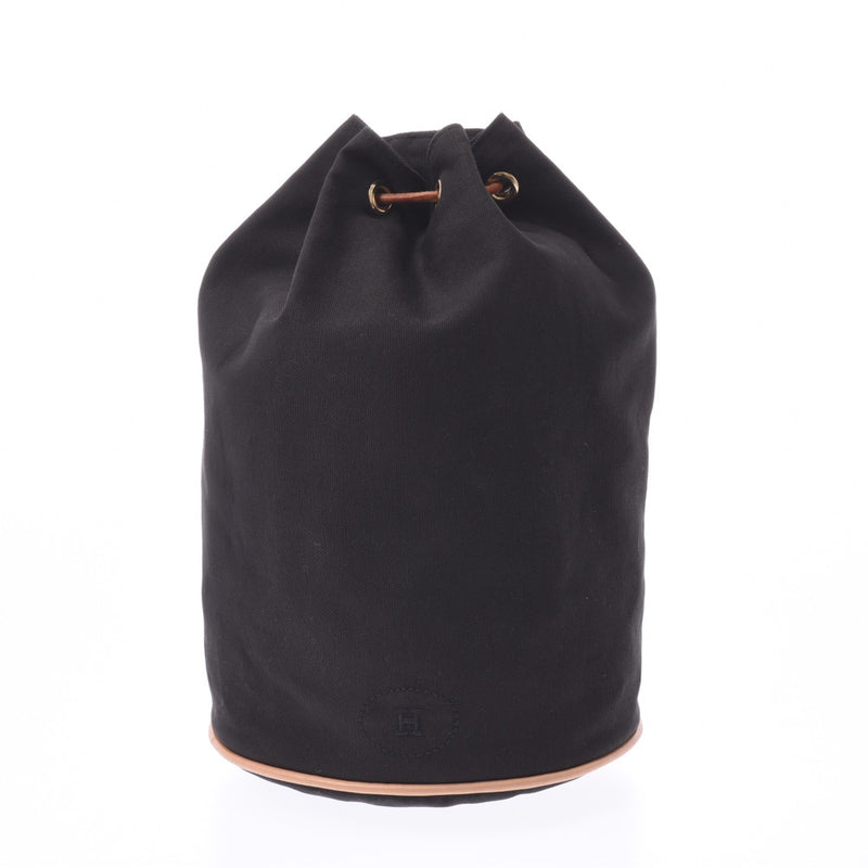 HERMES Hermes Porochon Mimil Black Unisex Canvas / Leather Shoulder Bag B Rank Used Ginzo