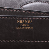 HERMES Hermes Sack Adepeche 41 Briefcase Dark brown gold metal fittings □ F engraved (around 2002) Men's BOX calf business bag B rank used Ginzo