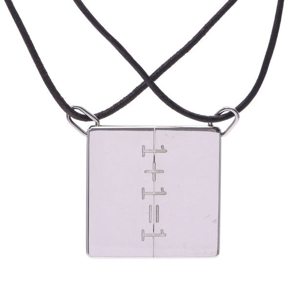 HERMES Hermes symbol pair necklace unisex SV / leather necklace A rank used Ginzo