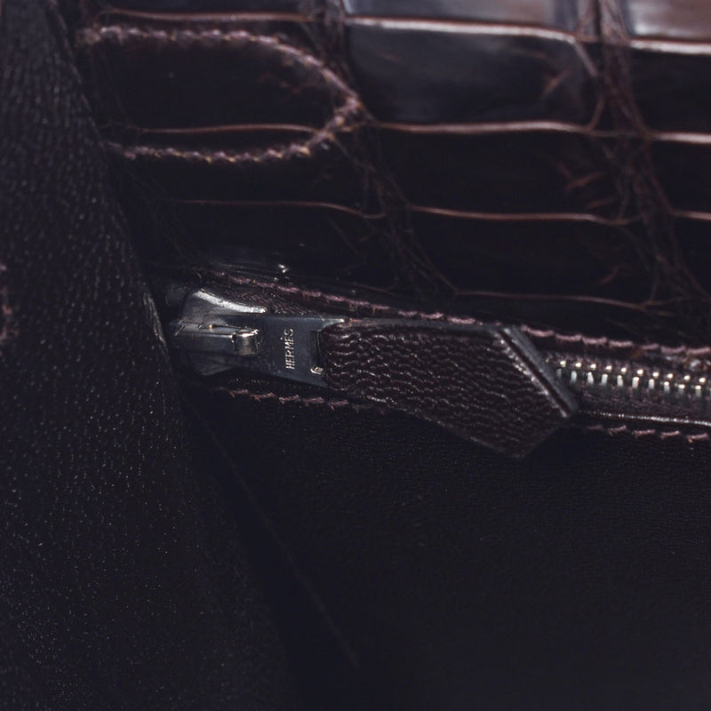 HERMES爱马仕凯利28外层缝制的棕色银色金属配件□H刻花（2004年左右）女士Porosas 2WAY手提袋二手排名