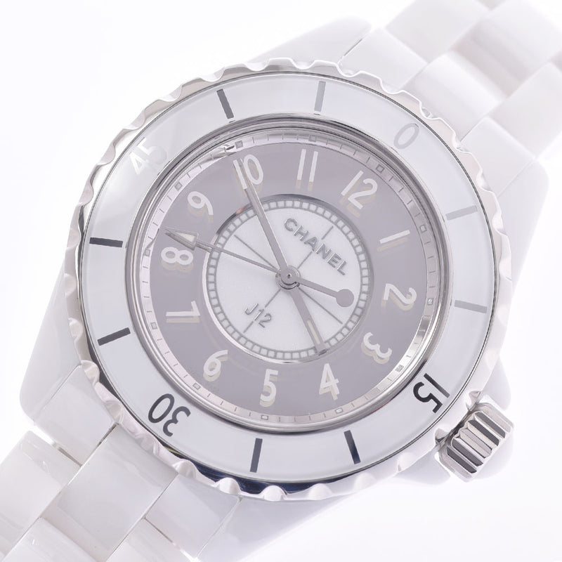 CHANEL Chanel J12 33mm h4861 boys white ceramic/SS watch Quartz mirror Dial A-Rank used silver stock