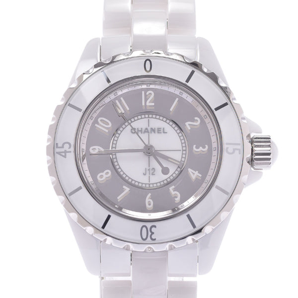 CHANEL Chanel J12 33mm h4861 boys white ceramic/SS watch Quartz mirror Dial A-Rank used silver stock