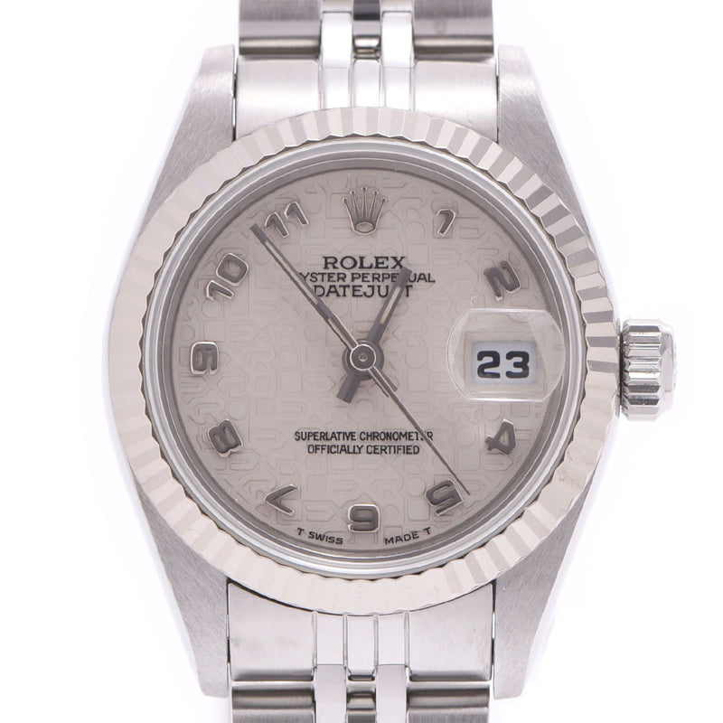 ROLEX Rolex Datejust 69174 Women's SS/WG Watch Automatic Winding White Carved Computer Dial A Rank Used Ginzo
