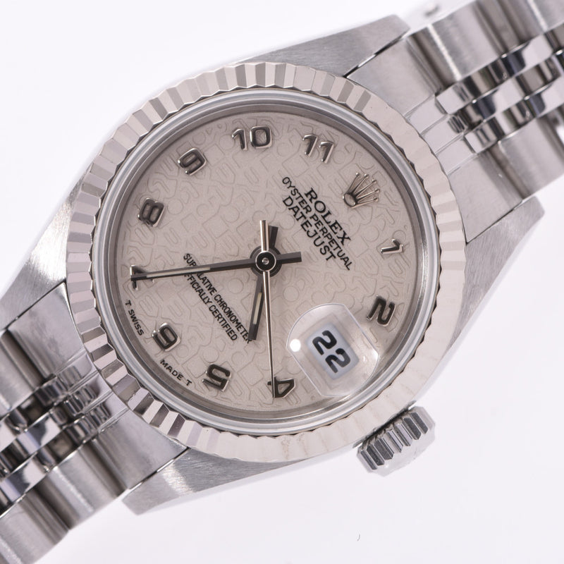 ROLEX Rolex Datejust 69174 Women's SS/WG Watch Automatic Winding White Carved Computer Dial A Rank Used Ginzo