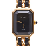 CHANEL CHANEL Purmiere Size L Women's GP/Leather Watch Quartz Black Dial A Rank Used Ginzo