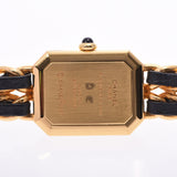 CHANEL CHANEL Purmiere Size L Women's GP/Leather Watch Quartz Black Dial A Rank Used Ginzo