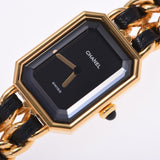 CHANEL CHANEL Purmiere Size L Women's GP/Leather Watch Quartz Black Dial A Rank Used Ginzo