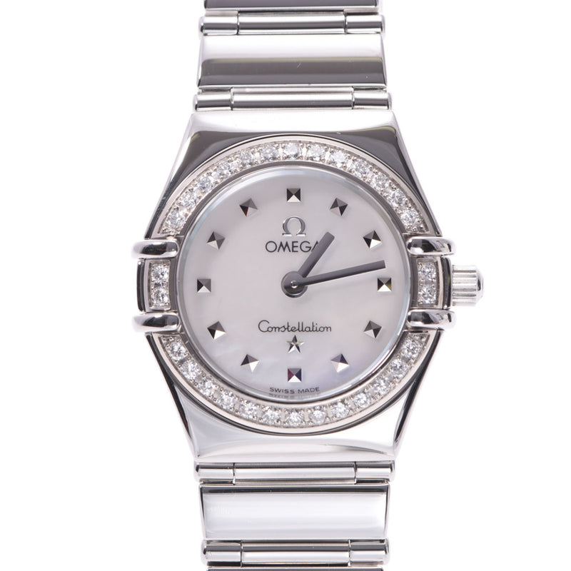 OMEGA Omega Constellation bezel diamonds 1465.71 Ladies SS wristwatch Quints shell. A-rank used silver storehouse.