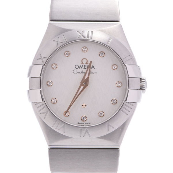 OMEGA Omega Constellation 12P Diamond 123.10.27.60.52.001 Ladies SS Watch Quartz White Dial A Rank Used Ginzo