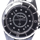 CHANEL J12 33mm 12P Diamond H1625 Boys Black Ceramic/SS Watch Quartz Black Dial A Rank Used Ginzo