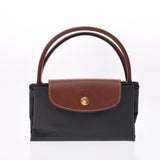 Longchamp Longchamp Le Pliage Top Handle Bag S Gray / Brown Gold Hardware L1621089300 Ladies Nylon / Leather Handbag New Ginzo
