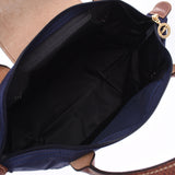 Longchamp long Champ print top handle bag s Navy / tea gold hardware l1621089556 Womens nylon / Leather Handbag
