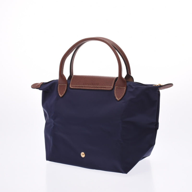 Longchamp ロンシャン ル プリアージュ トップハンドルバッグ S ネイビー/茶 ゴールド金具 L1621089556 レディース ナイロン/レザー ハンドバッグ 新品 銀蔵