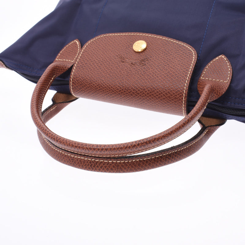 Longchamp Longchamp Le Pliage Top Handle Bag S Navy / Brown Gold Hardware L1621089556 Ladies Nylon / Leather Handbag New Ginzo