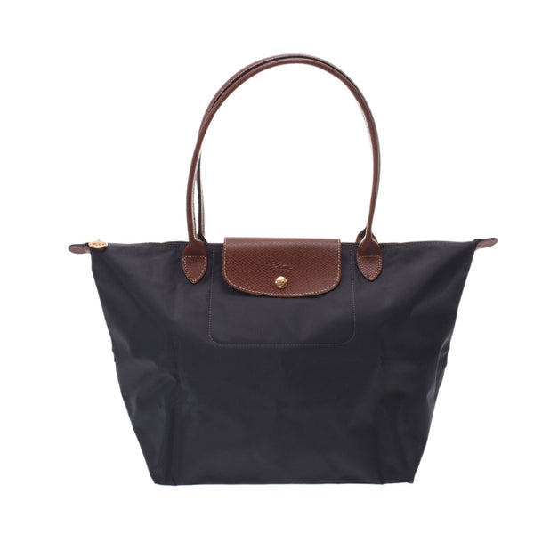 Longchamp Longchamp Le Preage L Long Gray / Brown Gold Hardware L1899089300 Ladies Nylon / Leather Tote Bag New Ginzo