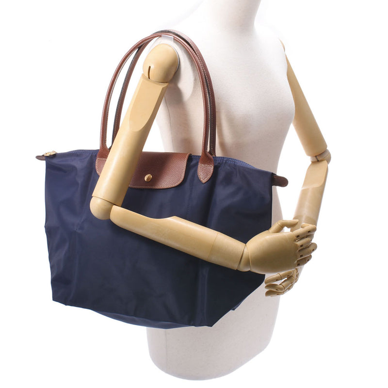 [Mother's Day SP set] Longchamp Longchamp Le Priage 2 Pieces Set [C] Navy Ladies Nylon / Leather Tote Bag New Ginzo