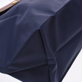 Longchamp Longchamp Plaid long s Navy / Brown Gold Leather 2605089556 Womens nylon / Leather Tote Bag