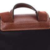 Longchamp长袍前包装黑/茶金配件L169909001女士尼龙皮革帆布背包新银藏