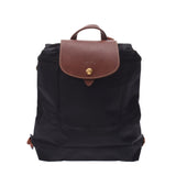 Longchamp Longchamp Le Preage Backpack Black / Brown Gold Hardware L1699089001 Ladies Nylon Leather Backpack Daypack New Ginzo