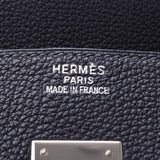 HERMES Hermes Birkin 35 Blue Indigo Silver Metal □ G Engraved (c. 2003) Unisex Vibrato Togo Handbag A Rank Used Ginzo