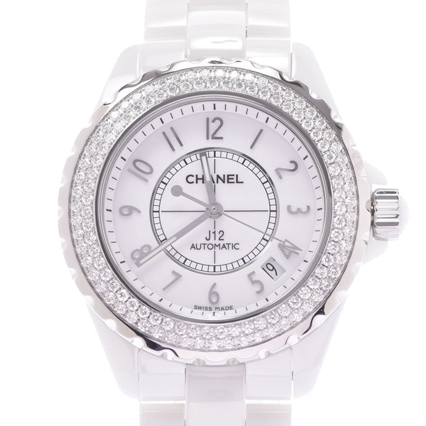 CHANEL Chanel J12 38mm Bezel Diamond H0969 Men's White Ceramic /SS Watch Automatic White Dial A Rank Used Ginzo