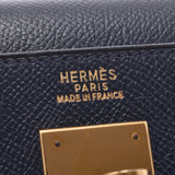 HERMES Hermes Kelly 32 outer stitch navy blue gold metal fittings ○ X engraved (around 1994) Ladies Kushbel 2WAY bag B rank used Ginzo