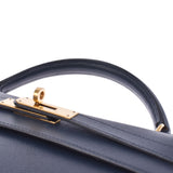 HERMES Hermes Kelly 32 outer stitch navy blue gold metal fittings ○ X engraved (around 1994) Ladies Kushbel 2WAY bag B rank used Ginzo